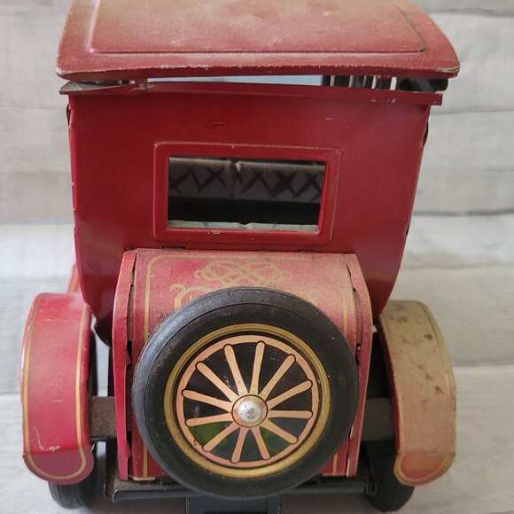 Vintage Red & Gold Tin Litho Wind-Up Car Model Grand-pa - Picture 6 of 9